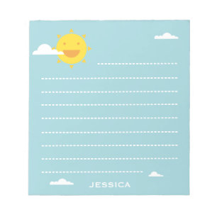 Happy Sun en Clouds Schattige Lined Gepersonalisee Notitieblok