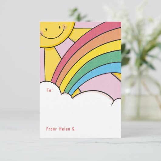 Happy Sun en Rainbow Cute Classroom Valentijn Kaart (Staand voorkant)