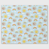 Happy Sun en Sky Custom Photo Wrapping Paper Cadeaupapier (Vlak)
