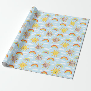 Happy Sun en Sky Custom Photo Wrapping Paper Cadeaupapier