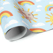 Happy Sun en Sky Custom Photo Wrapping Paper Cadeaupapier (Rol Hoek)
