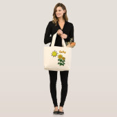 Happy Sun en Sunflower Grote Tote Bag (Voorkant (model))