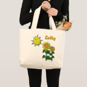 Happy Sun en Sunflower Grote Tote Bag (Voorkant (product))