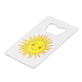 Happy Sun Face Tekening Creditkaart Flessenopener (Achterkant Gekanteld)