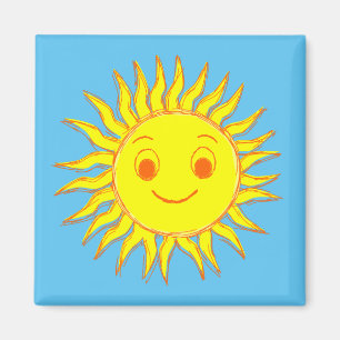 Happy Sun Face Tekening Magneet
