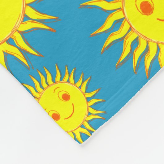 Happy Sun Face Tekening Patroon Fleece Deken (Hoek)