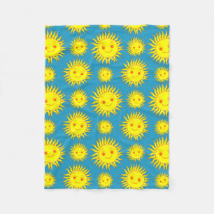 Happy Sun Face Tekening Patroon Fleece Deken