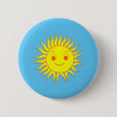 Happy Sun Face Tekening Ronde Button 5,7 Cm (Voorkant)