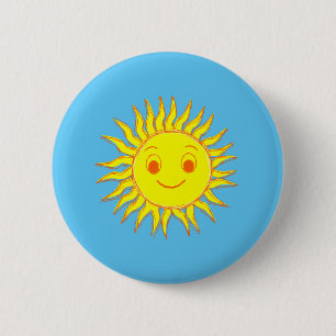 Happy Sun Face Tekening Ronde Button 5,7 Cm