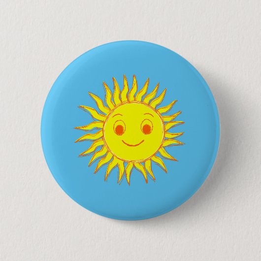 Happy Sun Face Tekening Ronde Button 5,7 Cm (Voorkant)
