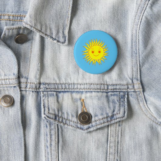 Happy Sun Face Tekening Ronde Button 5,7 Cm (In situ)