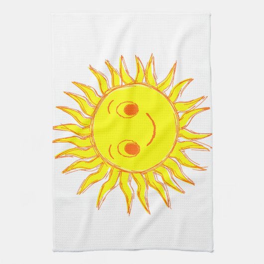 Happy Sun Face Tekening Theedoek (Verticaal)