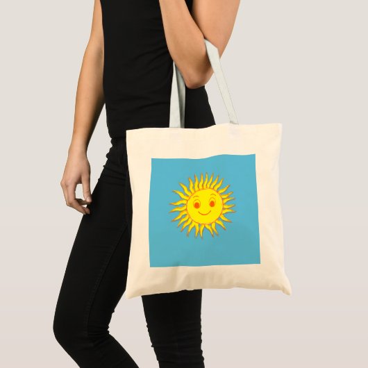 Happy Sun Face Tekening Tote Bag (Voorkant (product))
