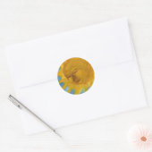 Happy Sun Face Yellow en Blue, Old Sol Ronde Sticker (Envelop)