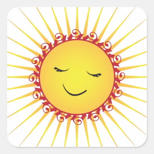 Happy Sun -fun- Vierkante Sticker (Voorkant)