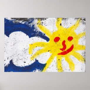 Happy Sun-gezicht glimlacht Poster