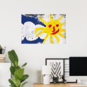 Happy Sun-gezicht glimlacht Poster (Thuiskantoor)