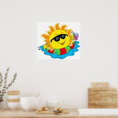 Happy Sun in de pool Poster (Keuken)