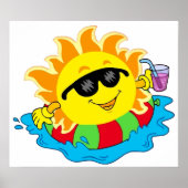 Happy Sun in de pool Poster (Voorkant)