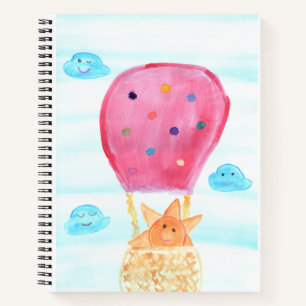 Happy Sun in Hot Air ballon met Cloud Friends Notitieboek