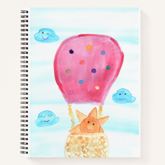 Happy Sun in Hot Air ballon met Cloud Friends Notitieboek (Voorkant)