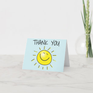 Happy Sun Lachend Bedankt Opmerking Kaart