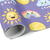 Happy Sun, maan, Cloud en Rainbow Wrapping Paper Cadeaupapier (Rol Hoek)