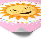 Happy sun met kleurrijke polka stipwand poster (Hoek)