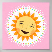 Happy sun met kleurrijke polka stipwand poster (Voorkant)
