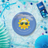 Happy Sun met regenboog en quote Papieren Bordje (Feest)