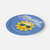 Happy Sun met regenboog en quote Papieren Bordje (Gekanteld)