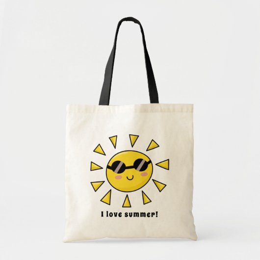 Happy Sun met zonnebril Gepersonaliseerde Canvas t Tote Bag (Voorkant)