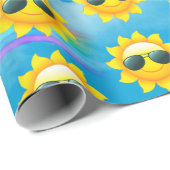 Happy Sun met zonnebrillen en regenboog Cadeaupapier (Rol Hoek)