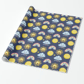 Happy Sun, Moon, Cloud en Rainbow Cadeaupapier (Uitgerold)