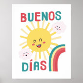 Happy Sun Nursery Art in Spaans Poster (Voorkant)