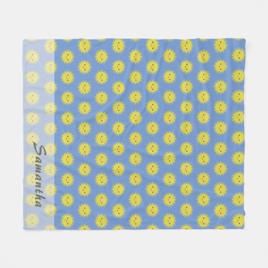  Happy Sun Pattern Fleece Deken (Voorkant (Horizontaal))
