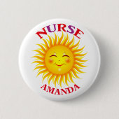 Happy Sun Personalized verpleegster Ronde Button 5,7 Cm (Voorkant)