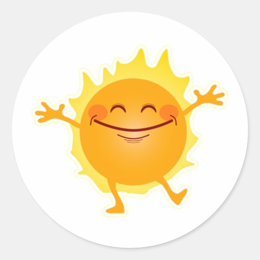 Happy Sun, Sunshine, Summer Solstice Ronde Sticker (Voorkant)
