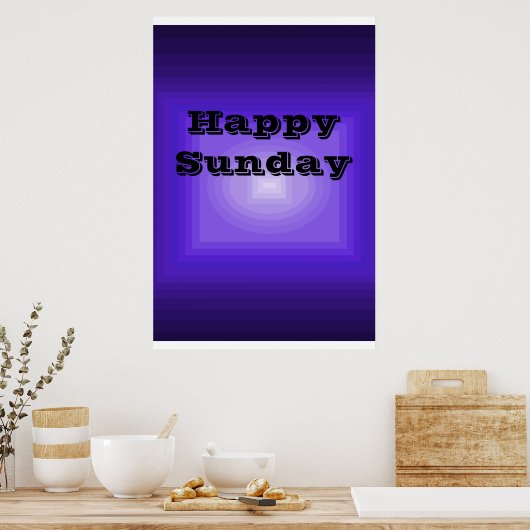 Happy Sunday Paarse Colour Code Poster Dag van Wee (Keuken)