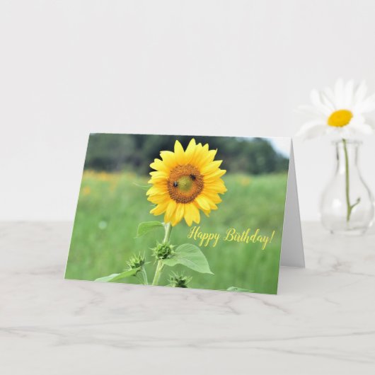 Happy Sunflower Birthday Wenskaart Kaart (Kleine Plant)