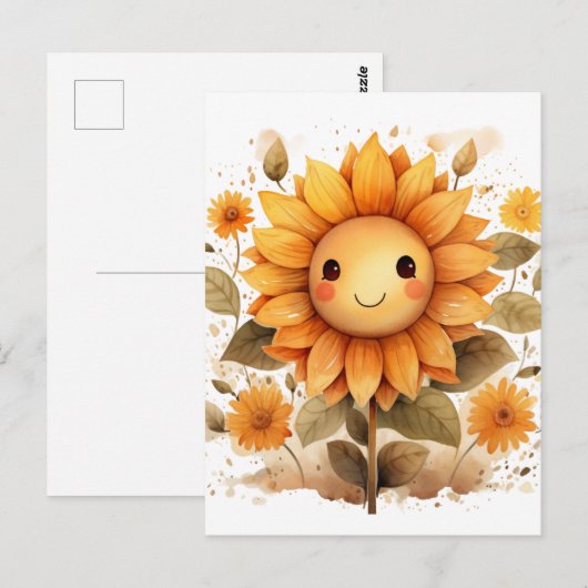 Happy Sunflower Briefkaart (Voorkant / Achterkant)