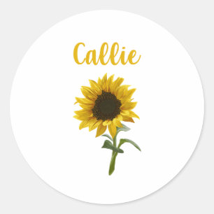 Happy Sunflower - Callie Naam Ronde Sticker