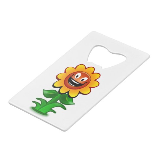 HAPPY SUNFLOWER CREDITKAART FLESSENOPENER (Voorkant Gekanteld)