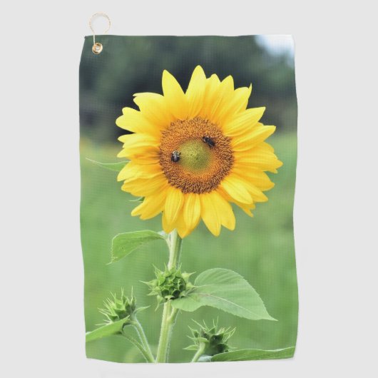 Happy Sunflower Golf Towel Golfhanddoek (Voorkant)