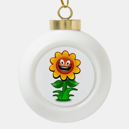 HAPPY SUNFLOWER KERAMISCHE BAL ORNAMENT (Voorkant)