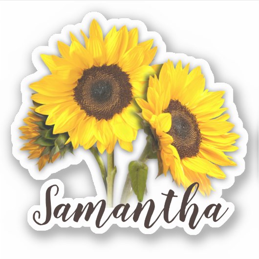 Happy Sunflower Naam Sticker (Voorkant)