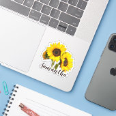 Happy Sunflower Naam Sticker (Laptop met iPhone)