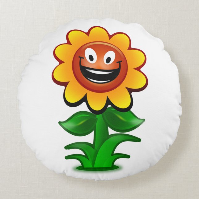 HAPPY SUNFLOWER ROND KUSSEN (Voorkant)