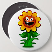 HAPPY SUNFLOWER RONDE BUTTON 6,0 CM (Voorkant /achterkant)
