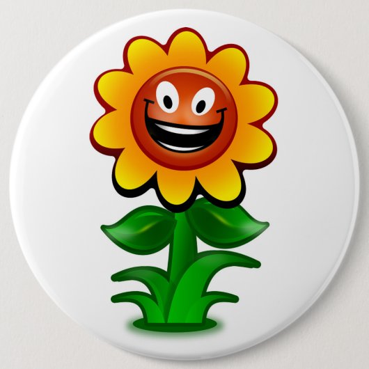 HAPPY SUNFLOWER RONDE BUTTON 6,0 CM (Voorkant)